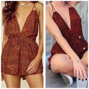 Indah Zena Cheetah Romper Size Medium Bohemian Shells Vacation